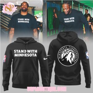 Minnesota Timberwolves Stand With Minnesota Black Logo Graphic Tee Pro Basketball Supporters Shirt