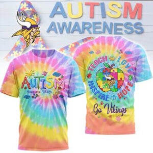 Minnesota Vikings Autism Awareness Colorful NFL Support Teach Love T Shirt