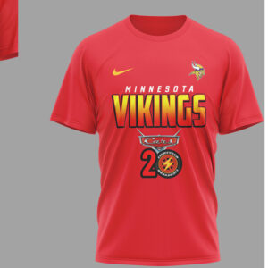 Minnesota Vikings Disney Cars 20th Anniversary Red Racing Graphic Lightning McQueen T Shirt