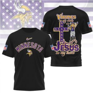 Minnesota Vikings Jesus In My Heart Religious Christian Faith Football Fan Shirt