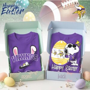 Minnesota Vikings Snoopy Happy Easter Bunny Ears Nike Logo Purple Football Shirt