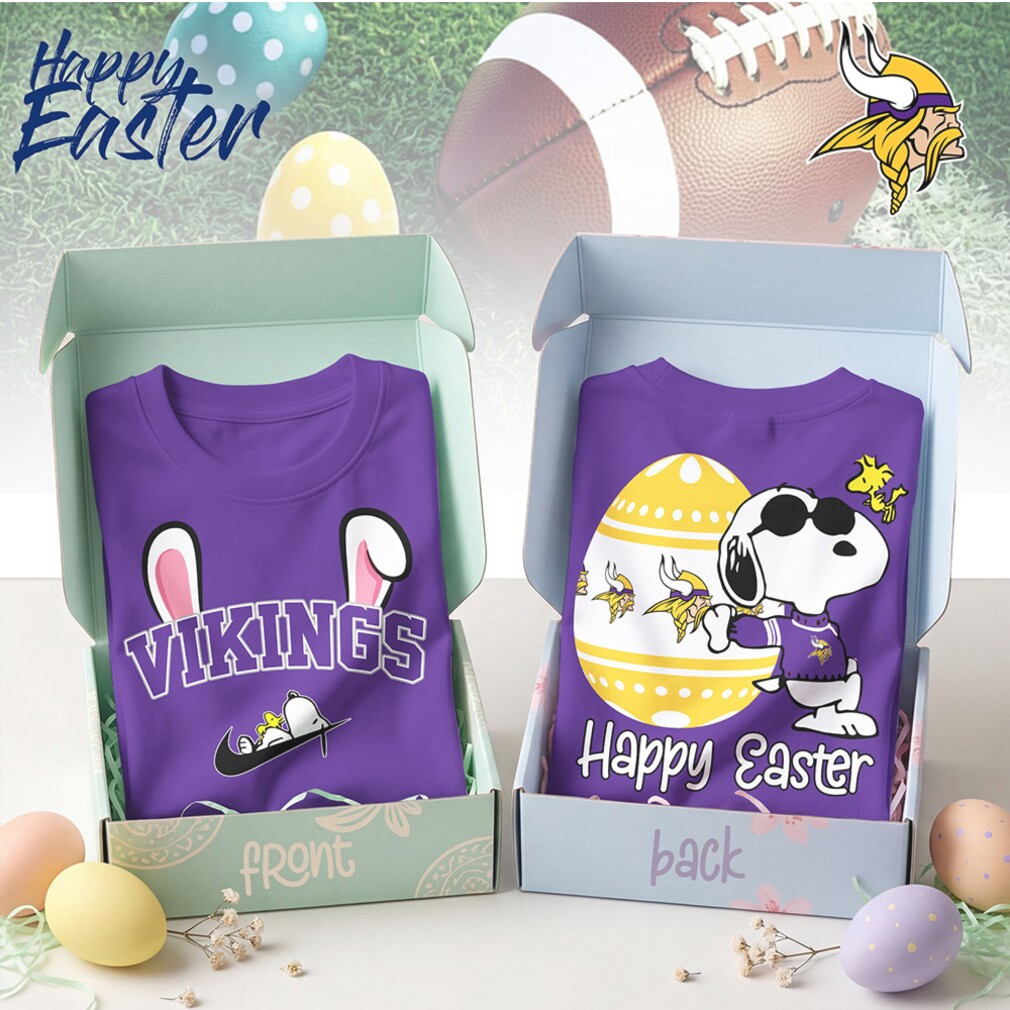 Minnesota Vikings Snoopy Happy Easter Bunny Ears Nike Logo Purple Football Shirt Minnesota Vikings Snoopy Happy Easter Bunny Ears Nike Logo Purple Football Shirt