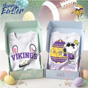 Minnesota Vikings Snoopy Happy Easter Bunny Ears Nike Logo Purple Football Shirt