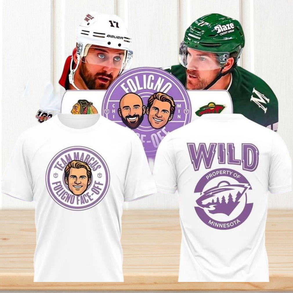 Minnesota Wild Foligno Face Off Property Of Hockey White Graphic Tee Vintage Style Shirt Minnesota Wild Foligno Face Off Property Of Hockey White Graphic Tee Vintage Style Shirt