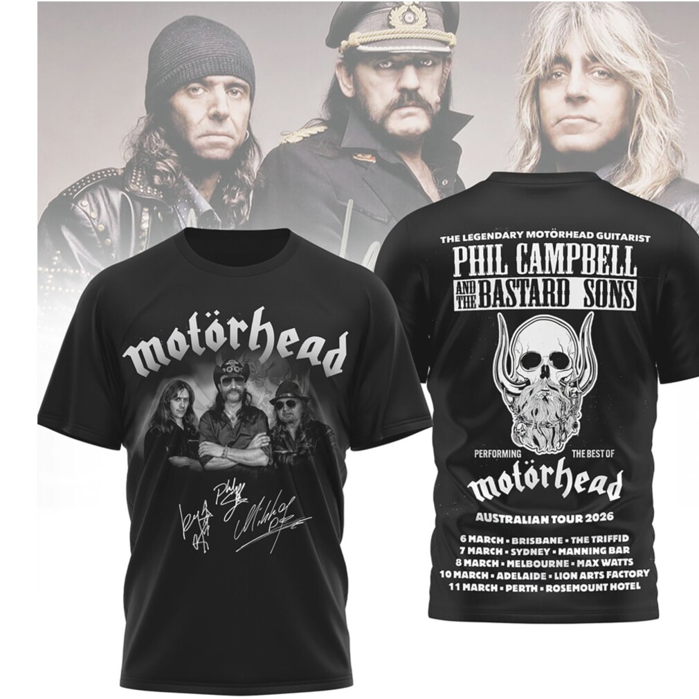 Motörhead Australian Tour 2026 Phil Campbell And The Bastard Sons Heavy Metal Shirt Motörhead Australian Tour 2026 Phil Campbell And The Bastard Sons Heavy Metal Shirt