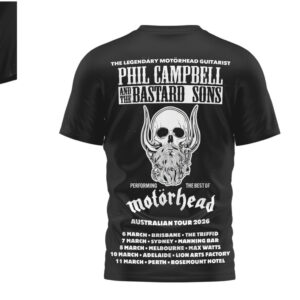 Motörhead Australian Tour 2026 Phil Campbell And The Bastard Sons Heavy Metal Shirt