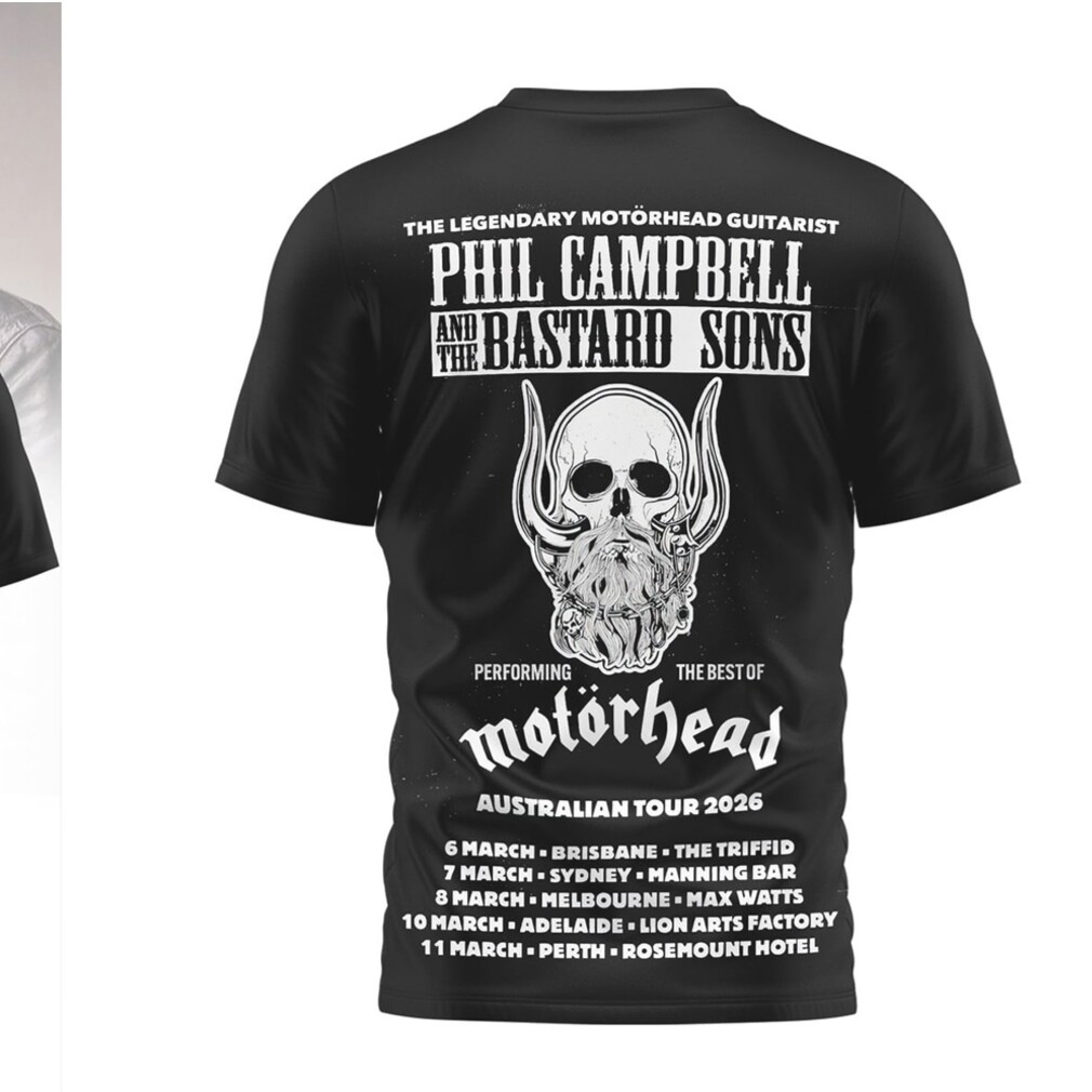 Motorhead Phil Campbell And The Bastard Sons 2026 Australian Tour Band tshirt Motorhead Phil Campbell And The Bastard Sons 2026 Australian Tour Band tshirt