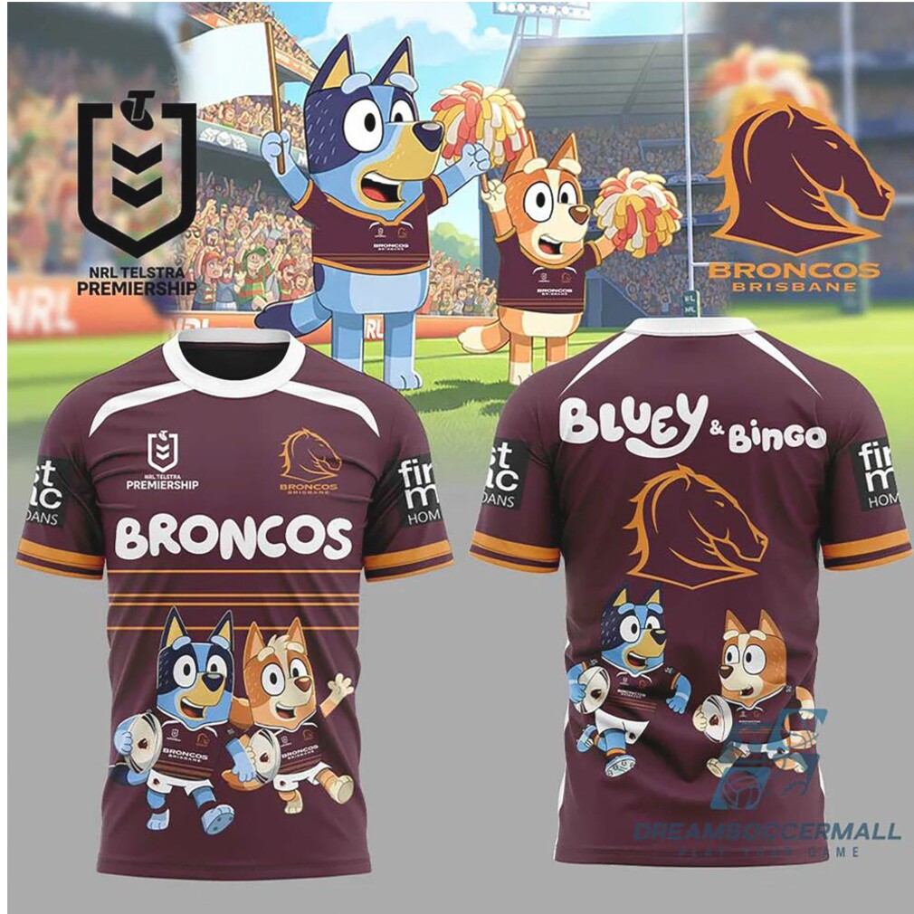 NRL Brisbane Broncos Bluey And Bingo Kids Rugby Game Day tshirt NRL Brisbane Broncos Bluey And Bingo Kids Rugby Game Day tshirt
