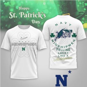 Navy Midshipmen St. Patrick's Day Lucky Performance Shirt Graphic Game Day T Shirt