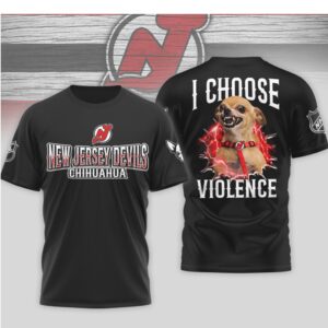 New Devils I Choose Violence Funny Chihuahua Dog Angry Hockey Shirt