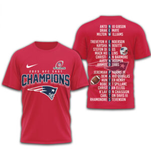 New England Patriots 2025 AFC East Champions Roster Name List Player Football Fan Shirt