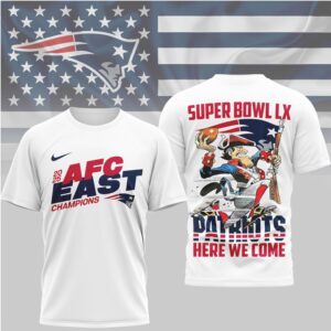 New England Patriots 2025 AFC East Champions Super Bowl LX Road Graphic T Shirt