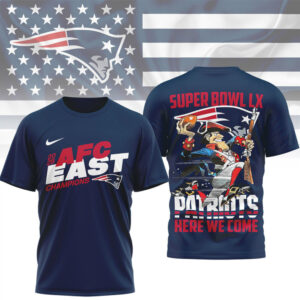 New England Patriots 2025 AFC East Champions Super Bowl LX Road Graphic T Shirt