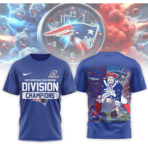 New England Patriots 2025 Super Wild Card Weekend Division Champions Graphic Fan Shirt New England Patriots 2025 Super Wild Card Weekend Division Champions Graphic Fan Shirt