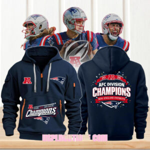 New England Patriots 2026 AFC Division Champions Navy Blue Tactical Quarter Zip Fan Hoodie New England Patriots 2026 AFC Division Champions Navy Blue Tactical Quarter Zip Fan Hoodie
