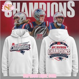 New England Patriots 2026 AFC Division Champions White Commemorative Football Team Hoodie