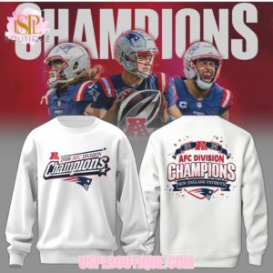 New England Patriots 2026 AFC Division Champions White Commemorative Football Team Hoodie