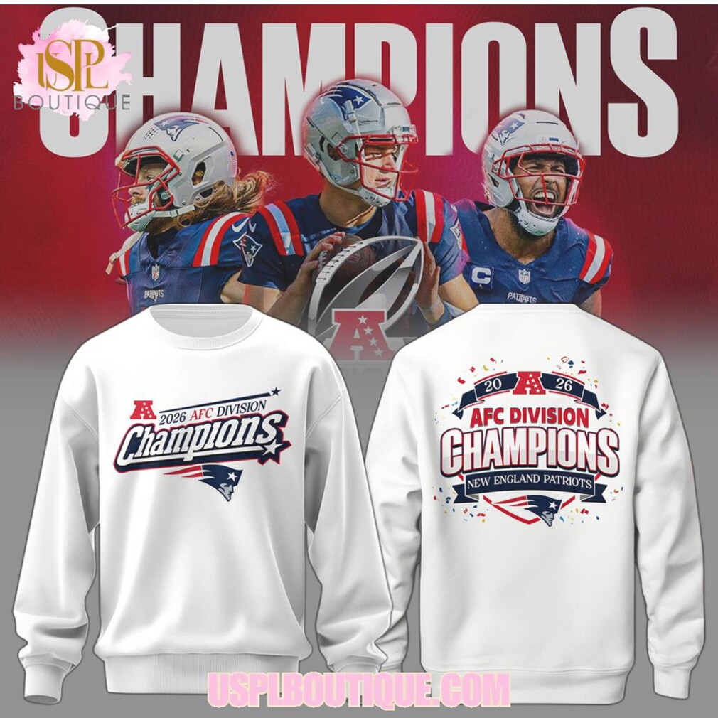 New England Patriots 2026 AFC Division Champions White Commemorative Football Team Hoodie New England Patriots 2026 AFC Division Champions White Commemorative Football Team Hoodie