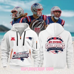 New England Patriots 2026 AFC Division Champions White Performance Tactical Pullover Graphic Hoodie