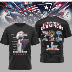 New England Patriots 7X Super Bowl Champions Dynasty Legacy Graphic Fan T Shirt New England Patriots 7X Super Bowl Champions Dynasty Legacy Graphic Fan T Shirt