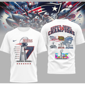 New England Patriots 7X Super Bowl Champions Dynasty Legacy Graphic Fan T Shirt