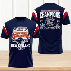 New England Patriots AFC Conference Championship Game Day Navy Graphic Tee Football Shirt New England Patriots AFC Conference Championship Game Day Navy Graphic Tee Football Shirt