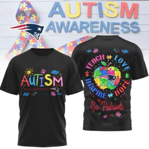 New England Patriots Autism Awareness Teach Love Hope Puzzle NFL Fan T Shirt