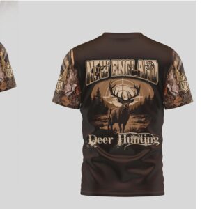 New England Patriots Deer Hunting Camo Print Outdoor Sportsman Graphic Football Fan T Shirt