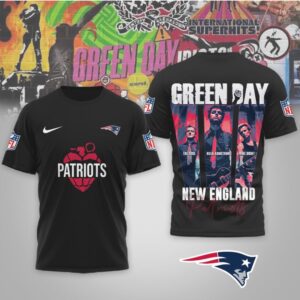 New England Patriots Green Day Rock Band Mashup Graphic Billie Armstrong Fan T Shirt