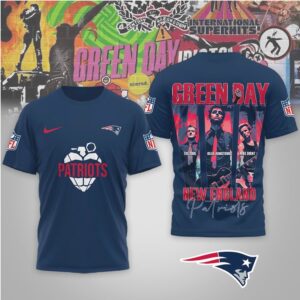 New England Patriots Green Day Rock Band Mashup Graphic Billie Armstrong Fan T Shirt