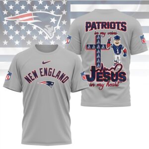 New England Patriots Jesus In My Heart Christian Faith Football Fan Graphic T Shirt New England Patriots Jesus In My Heart Christian Faith Football Fan Graphic T Shirt
