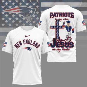 New England Patriots Jesus In My Heart Religious Faith Football Sports Fan Shirt