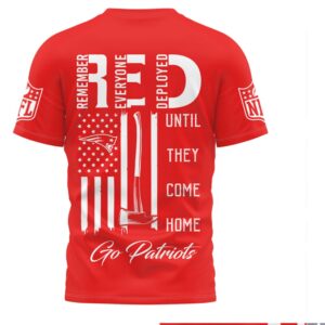 New England Patriots RED Remember Everyone Deployed Military Support Firefighter Tribute Shirt