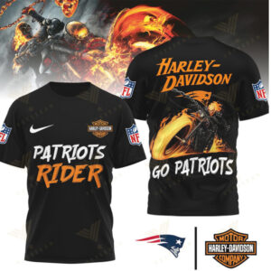 New England Patriots Rider Ghost Harley Davidson Inspired Biker Football Fan T Shirt
