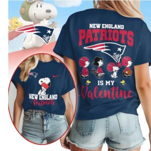 New England Patriots Snoopy Peanuts Valentine's Day Heart Graphic Cute Fan Shirt