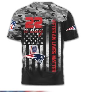 New England Patriots Veteran Lives Matter 22 A Day Suicide Awareness Camo Shirt
