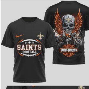 New Orleans Saints Football Shirt Vintage Skeleton Biker Graphic Game Day Fan Gear T Shirt New Orleans Saints Football Shirt Vintage Skeleton Biker Graphic Game Day Fan Gear T Shirt