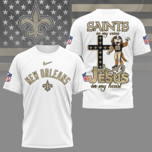 New Orleans Saints Jesus In My Heart Christian Faith Football Fan Graphic T Shirt