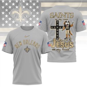 New Orleans Saints Jesus In My Heart Religious Faith Football Fan Graphic T Shirt New Orleans Saints Jesus In My Heart Religious Faith Football Fan Graphic T Shirt