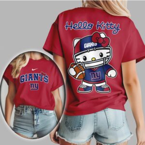New York Giants Hello Kitty Football Edgy Coquette Aesthetic Game Day Fan T Shirt