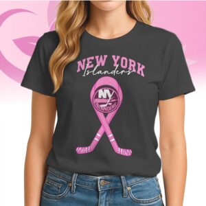 New York Islanders Breast Cancer Awareness Pink Ribbon Hockey Fan Support Shirt