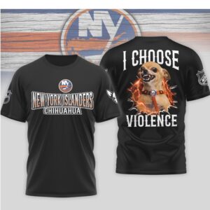 New York Islanders I Choose Violence Funny Chihuahua Dog Angry Hockey Fan Shirt