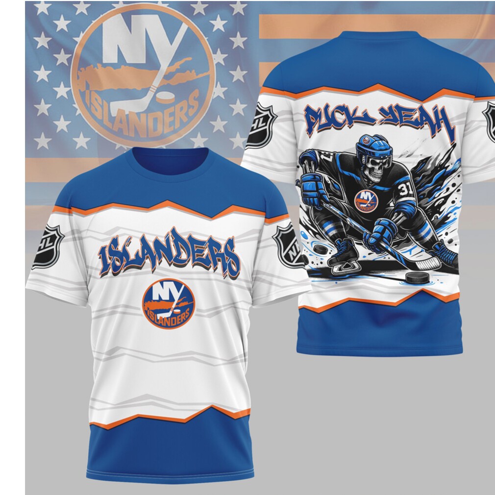 New York Islanders Puck Yeah Skeleton Blue Hockey Fan Game Day Shirt New York Islanders Puck Yeah Skeleton Blue Hockey Fan Game Day Shirt