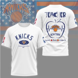 New York Knicks Teacher Appreciation Night Shirt NBA Basketball Teacher Heartbeat Graphic Shirt