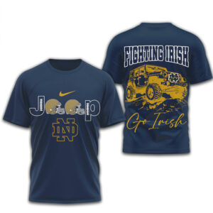 Notre Dame Fighting Irish Jeep Graphic Vintage Game Day Apparel Shirt
