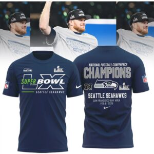Official Seattle Seahawks Super Bowl LX 2026 National Football Conference Champions T Shirt Official Seattle Seahawks Super Bowl LX 2026 National Football Conference Champions T Shirt