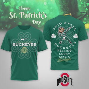Ohio State Buckeyes St. Patrick's Day Lucky Clover Brutus Mascot Graphic T Shirt