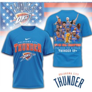 Oklahoma City Thunder 2024 25 NBA Champions Finished The Mission Team Graphic Shirt