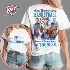 Oklahoma City Thunder Basketball Real Women Love The Thunder Vintage Graphic Shirt