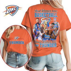 Oklahoma City Thunder Basketball Real Women Love The Thunder Vintage Graphic Shirt